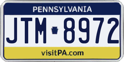 PA license plate JTM8972