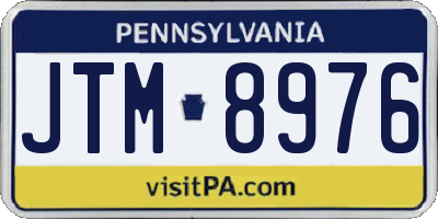 PA license plate JTM8976