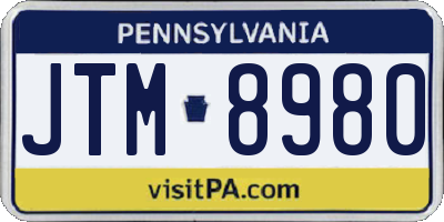 PA license plate JTM8980