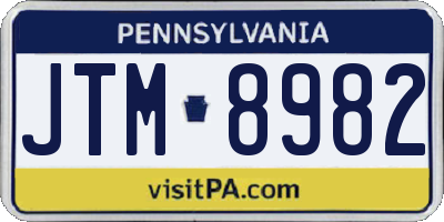 PA license plate JTM8982