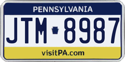 PA license plate JTM8987