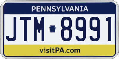 PA license plate JTM8991