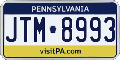 PA license plate JTM8993