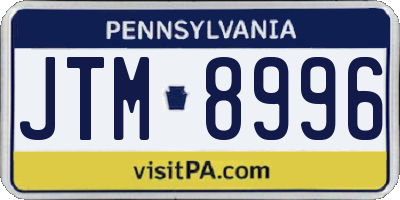 PA license plate JTM8996