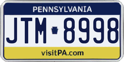 PA license plate JTM8998