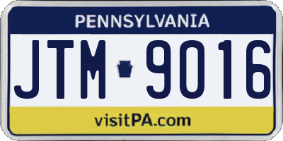 PA license plate JTM9016