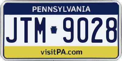PA license plate JTM9028