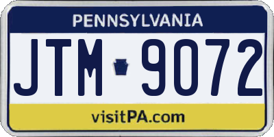 PA license plate JTM9072
