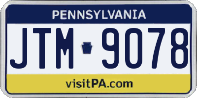 PA license plate JTM9078