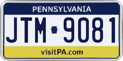 PA license plate JTM9081