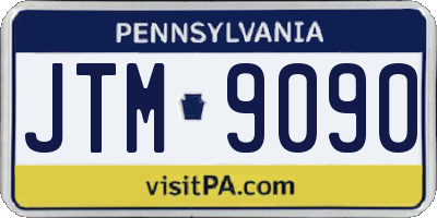 PA license plate JTM9090