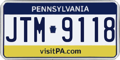 PA license plate JTM9118