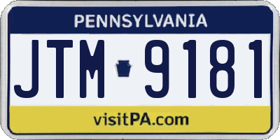PA license plate JTM9181