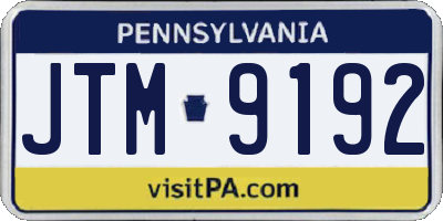 PA license plate JTM9192