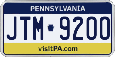 PA license plate JTM9200