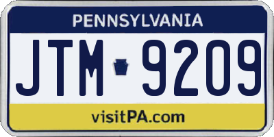 PA license plate JTM9209