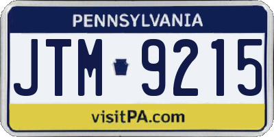 PA license plate JTM9215