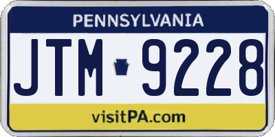 PA license plate JTM9228