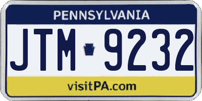PA license plate JTM9232