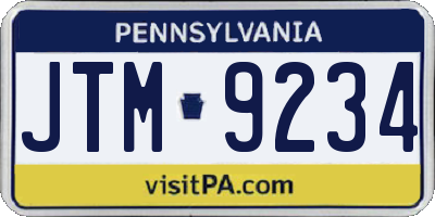 PA license plate JTM9234