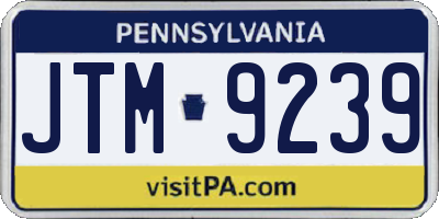 PA license plate JTM9239