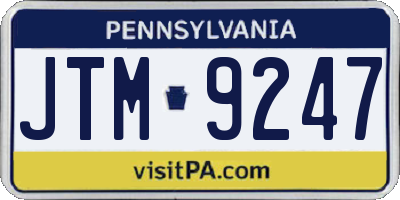 PA license plate JTM9247