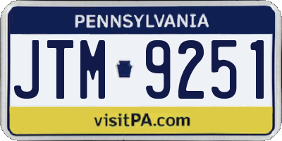 PA license plate JTM9251