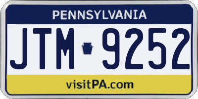 PA license plate JTM9252