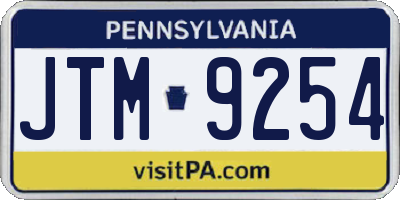 PA license plate JTM9254