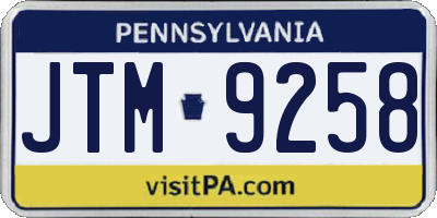 PA license plate JTM9258