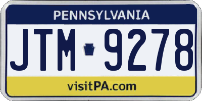 PA license plate JTM9278