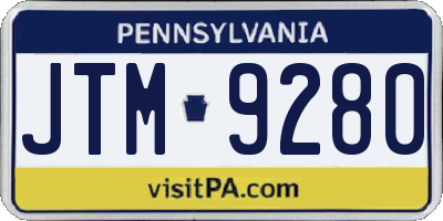 PA license plate JTM9280