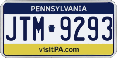 PA license plate JTM9293
