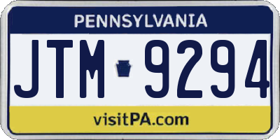 PA license plate JTM9294