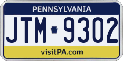 PA license plate JTM9302
