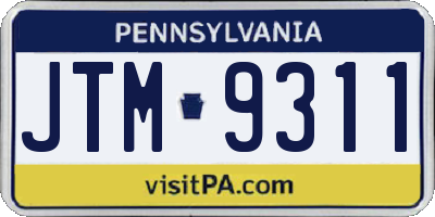 PA license plate JTM9311
