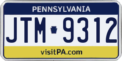 PA license plate JTM9312