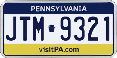 PA license plate JTM9321