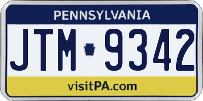 PA license plate JTM9342