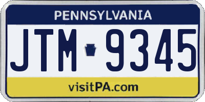 PA license plate JTM9345