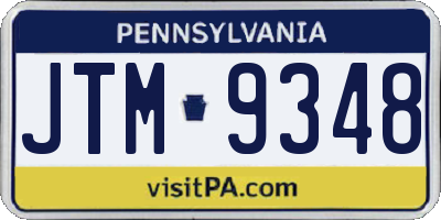 PA license plate JTM9348