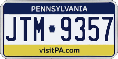 PA license plate JTM9357