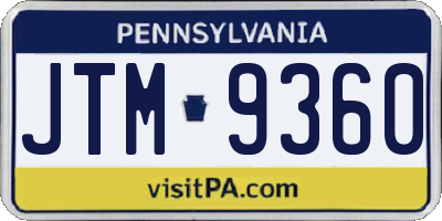 PA license plate JTM9360
