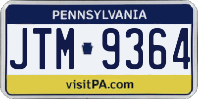 PA license plate JTM9364