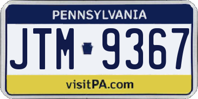 PA license plate JTM9367