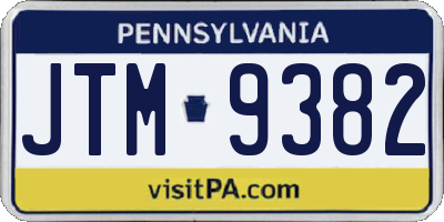 PA license plate JTM9382