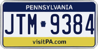 PA license plate JTM9384
