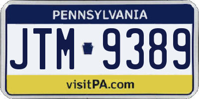 PA license plate JTM9389