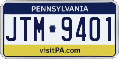 PA license plate JTM9401