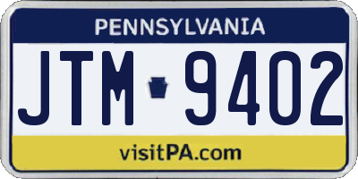 PA license plate JTM9402